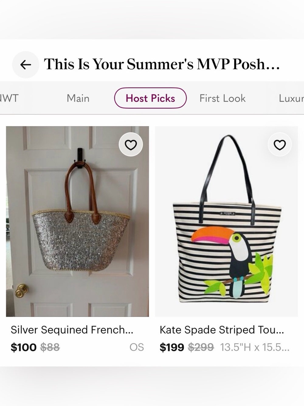 Silver Sequined French Market Basket Tote - Picture 8 of 8